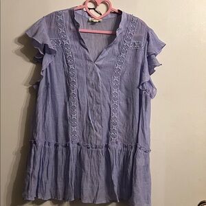 Indigo Light Purple Blouse with Lace Detail